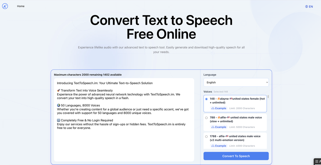 Free Online Text-to-Speech Tool with Multilingual Support