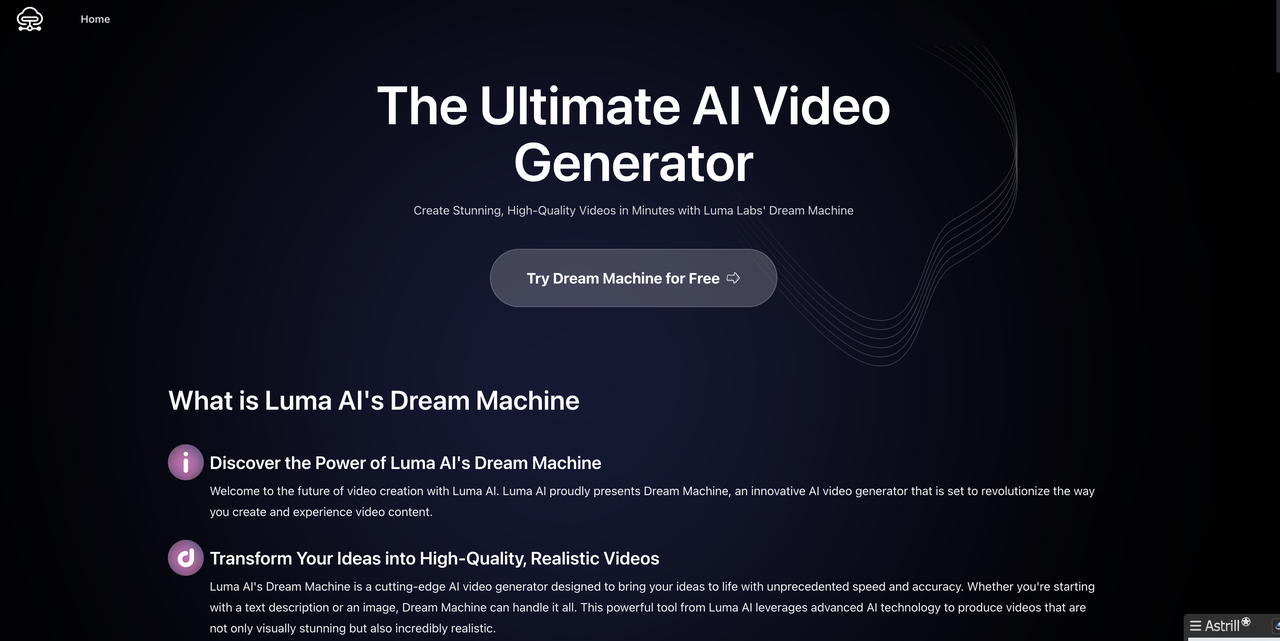 LunaAI.Video: AI-Powered Text-to-Video Tool by Dream Machine