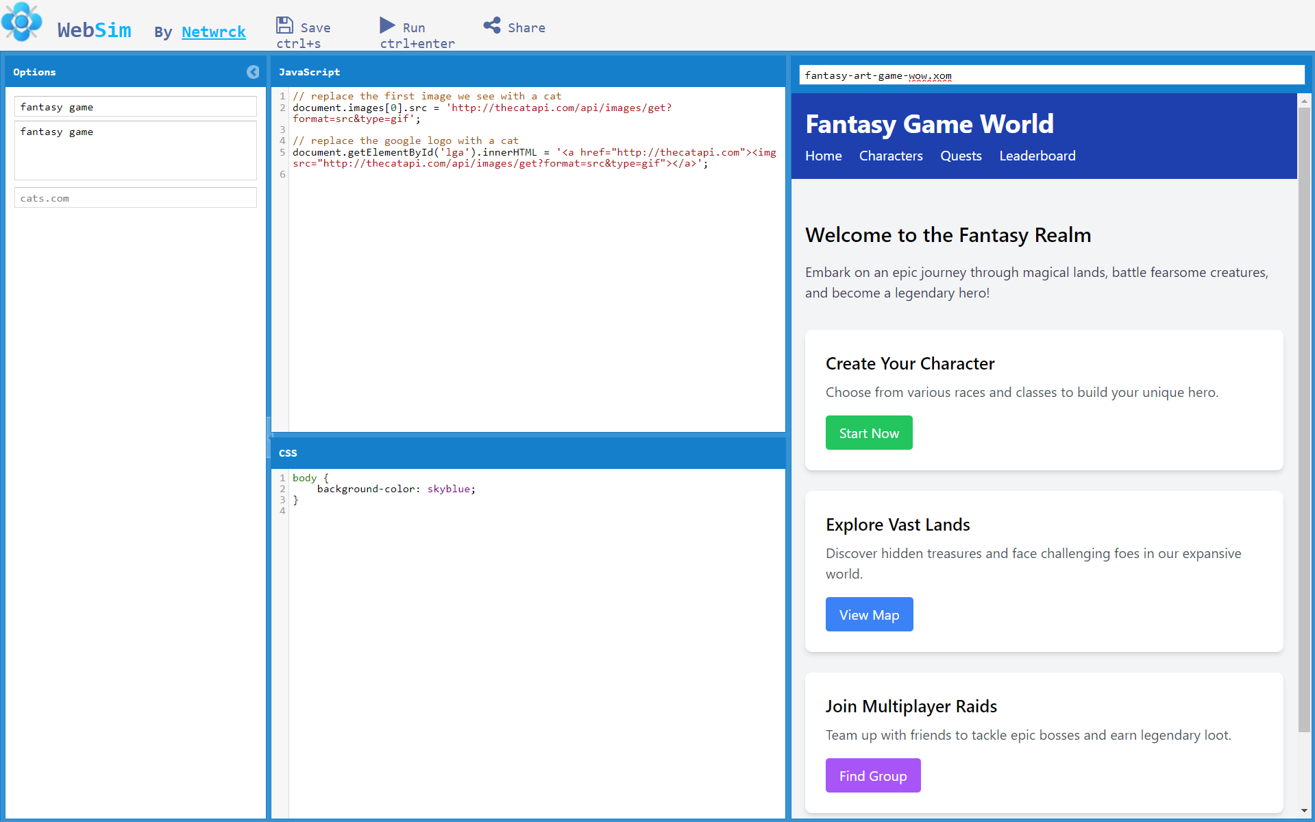 Websim：基于人工智能的网页设计工具，适用于CSS和JavaScript