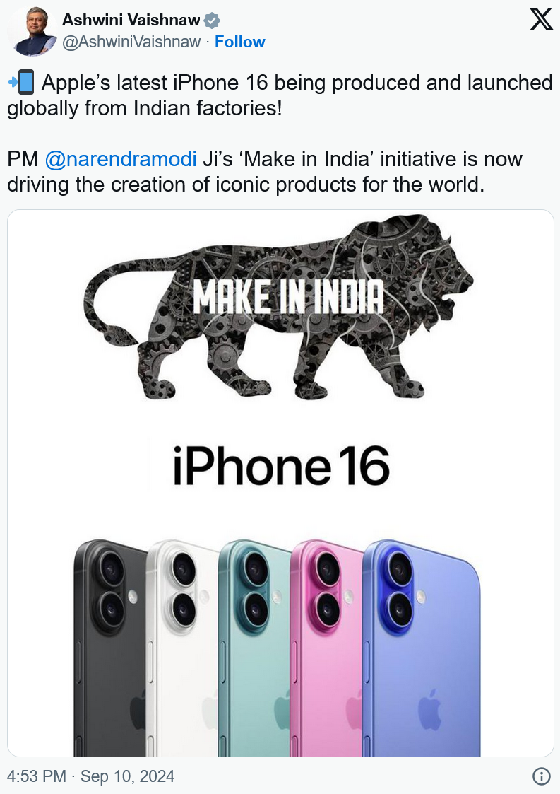 iPhone 16 Made in India Goes Global, Marking a New Milestone for Indian Manufacturing