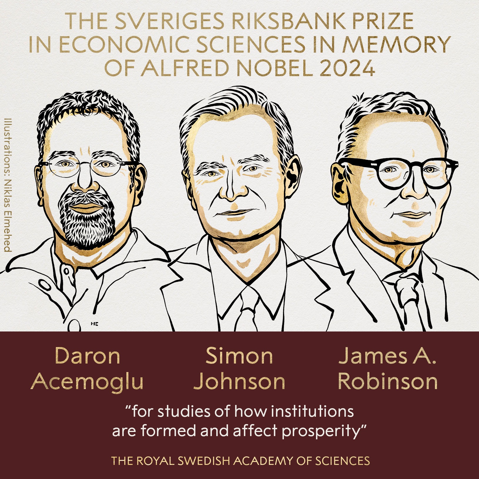 The 2024 Nobel Prize in Economics is awarded to three American economists, including Acemoglu.